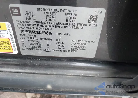 2016 Buick Enclave Premium from USA, damaged, VIN 5GAKVCKD9GJ304686